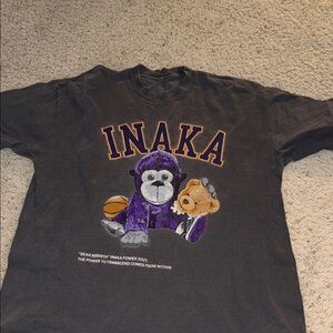 Inaka Power Black Tee with Purple Graphic